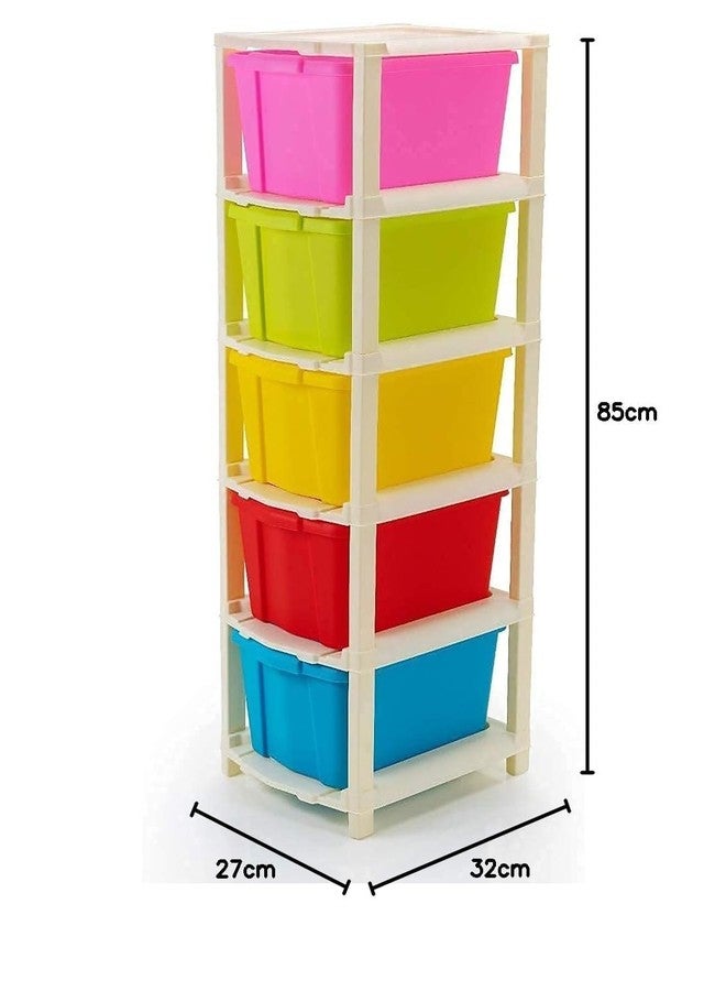 REKIRO 5 Xl Plastic Modular Drawer System For Home, Office, Hospital, Parlor, School, Doctors, Home And Kids, Product Dimension When Assembeled (27Cmx32Cmx85Cm) (Multi, 5xl) - Image 3